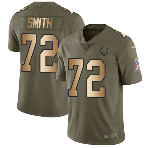Nike Colts #72 Braden Smith Olive/Gold Men's Stitched NFL Limited Salute to Service Jersey